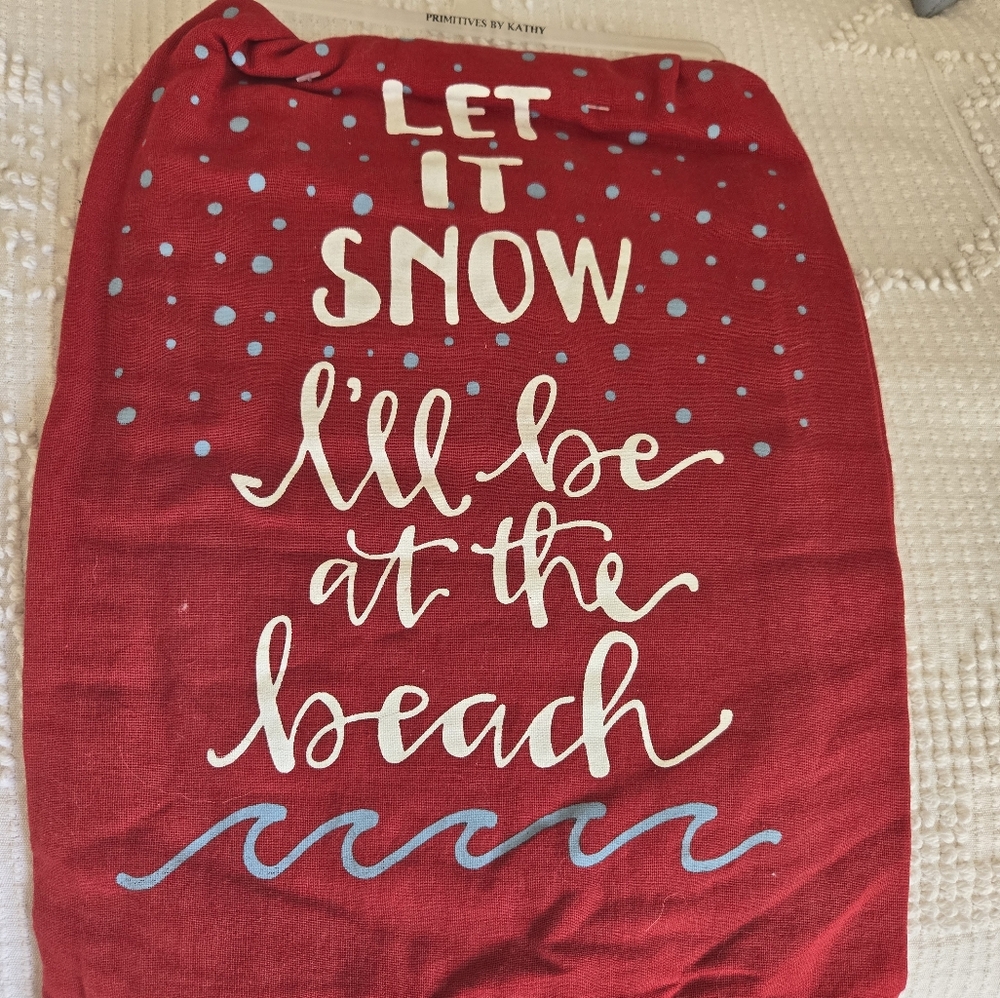 Red Kitchen towel. New with Tags Primitives by Kathy. Great Christmas Gift